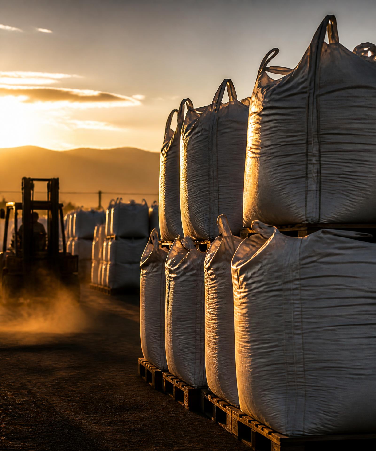Industrial bulk bags with lifting loops in a supply environment